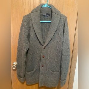 Polo Ralph Lauren cardigan sweater cable knit thick wool Men’s Small Gray-green